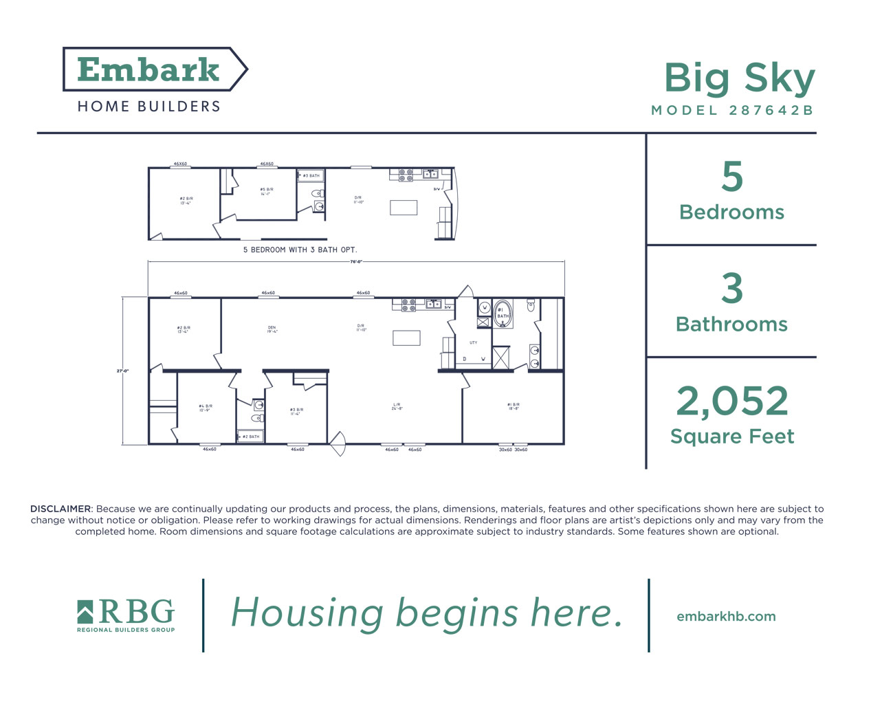 Big Sky 5BR Floor Plan